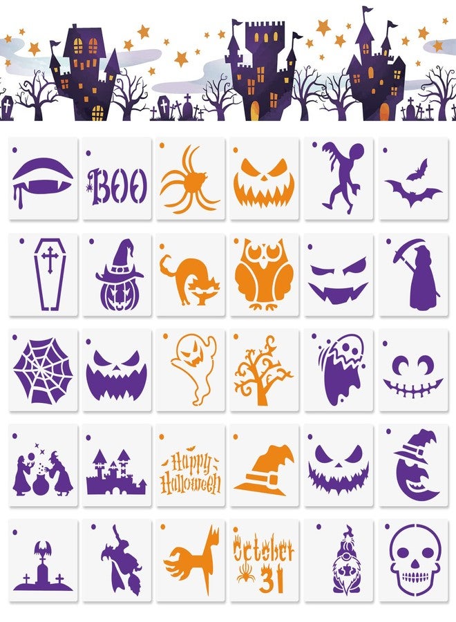 CODOHI 30 Pcs Halloween Stencils 3x3 in - Image 1